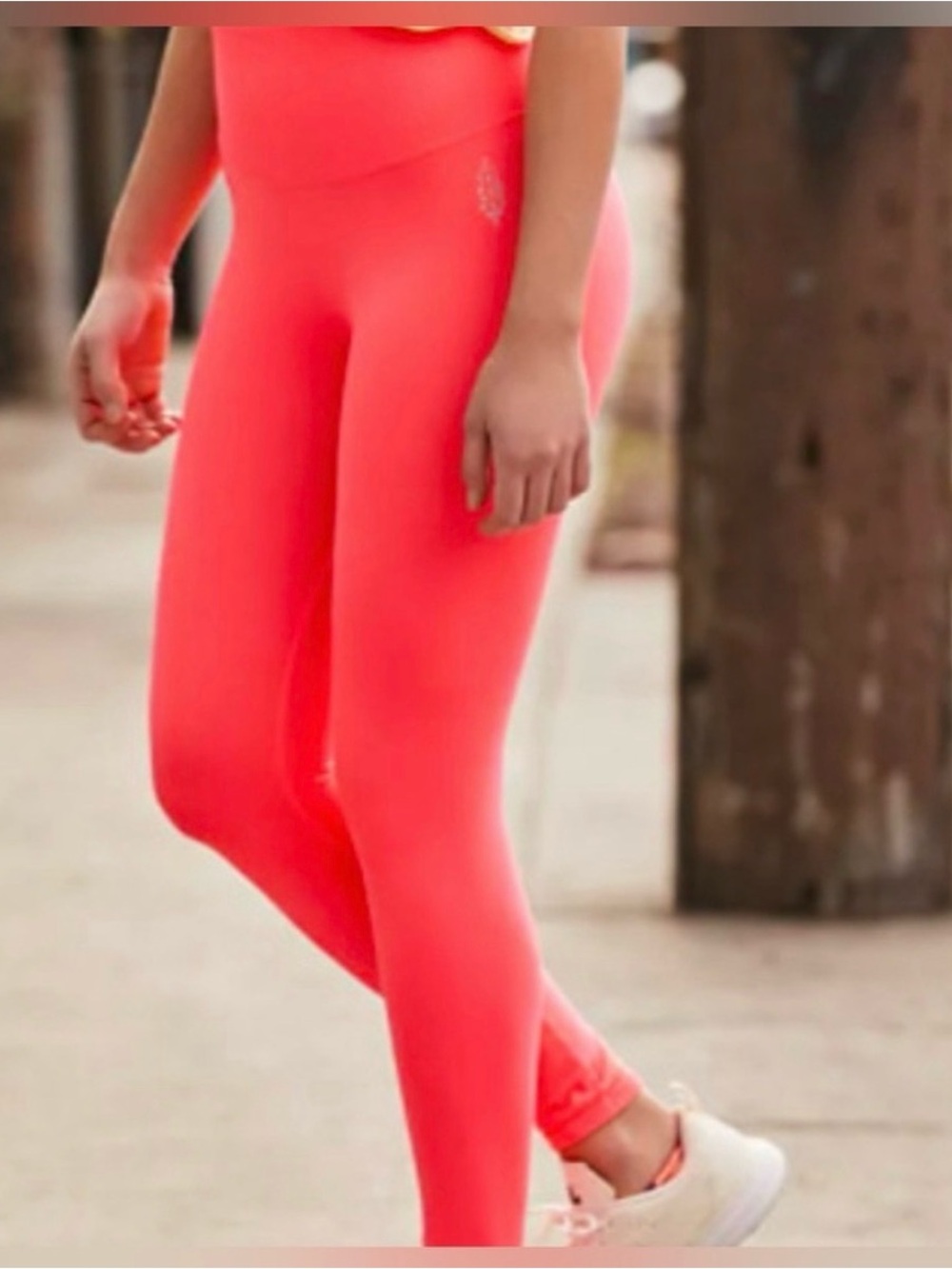 Free People Movement 7/8 Leggings Size M/L Good Karma Neon Coral